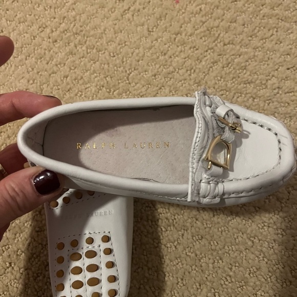 Ralph Lauren Toddler Girls Laine Driver Slip-on White Napa Leather Shoe Size 6 - Picture 5 of 7